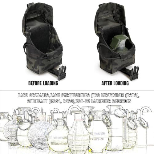 IDOGEAR Tactical Frag Grenade Pouch MOLLE Tool Pouch Ultility EDC mini Waist Storage Bag with Adjustable Function - color: Multicam Black