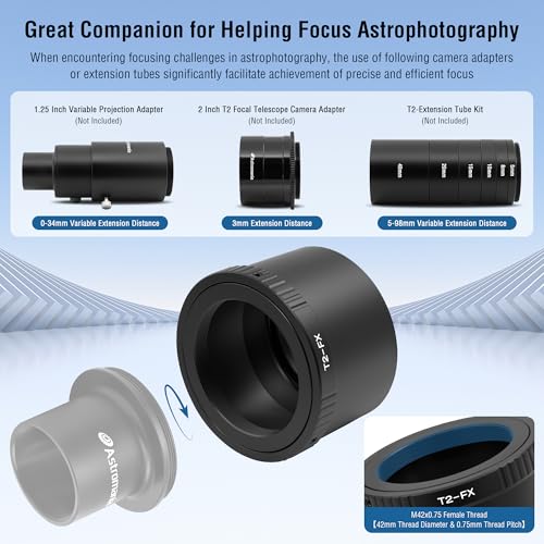 Astromania T T2 Lens Mount Camera Adapter Ring for Fuji FX Cameras System | Metal Photo Adapter Telescope Accessories, Compatible with Mirrorless Cameras & T Adapter, for Astronophotography Observation - size: Adapter for Fuji FX