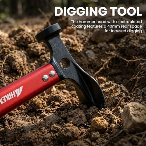 Lightweight Outdoor Camping Hammer Aluminum Tent Hammer with Tent Stake Remover, 13-Ounce - color: Red