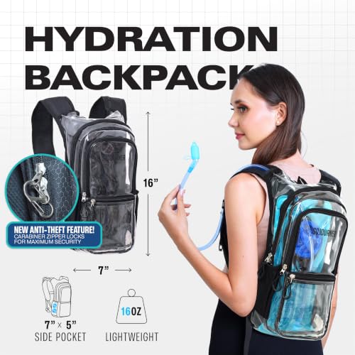 Sojourner Hydration Pack, Hydration Backpack - Water Backpack with 2l Hydration Bladder, Festival Essential - Rave Hydration Pack Hydropack Hydro for Hiking, Running, Biking, Festival Gear - color: Clear Transparent