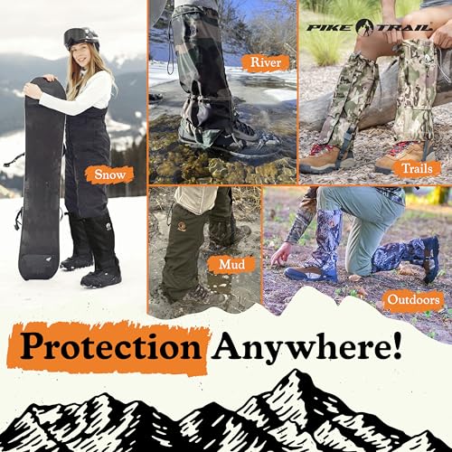 Pike Trail Adjustable Leg Gaiters - Lightweight, Waterproof - Leg Guards for Men & Women - Hiking Essentials Ideal for Hunting, Trekking & Fishing - 1 Pair - color: Coyote