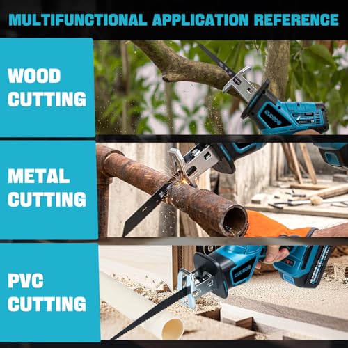 Mini Reciprocating Saw, 21V Brushless Cordless Reciprocating Saw With 2x4.0Ah Battery, 3 Variable Speed Tool-Free Blade Change And LED Light, Hand Recíproca For Woods/Metal/Plastic Cutting