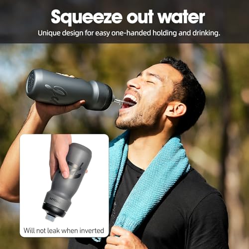 Bike Water Bottle 22oz/650ml Cycling Squeeze Water Bottle BPA Free Leakproof Easy-Squeeze Sports Bottle for Bicycle Gym Camping Hiking (2pcs, Truth Grey) - color: 2pcs, Truth Grey