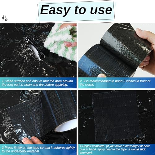 CHUANGSEED RV Underbelly Tape 8'' x 50Ft Flexible Waterproof Fabric Repair Tape, Thick Sealing Patch for Mobile Home Belly, Camper, Travel Trailer, Permanent Bottom Repair - size: 8'' X 50'