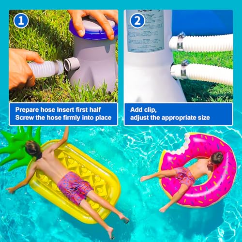 1.5” x 41” Pool Pump Replacement Hose, 2-Pack Above-Ground Pool Hoses with 4 Stainless Steel Clamps, Compatible with Intex, Coleman, Summer Waves Pool Pumps & Filters (3 PACK Blue) - color: 3 PACK Blue