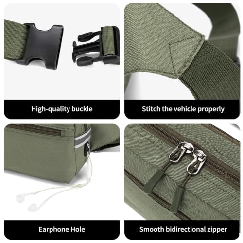 Mini Hiking Waist Bag, 3-Pocket 1.7L RFID Blocking Fanny Pack for Men Women - color: Army Green