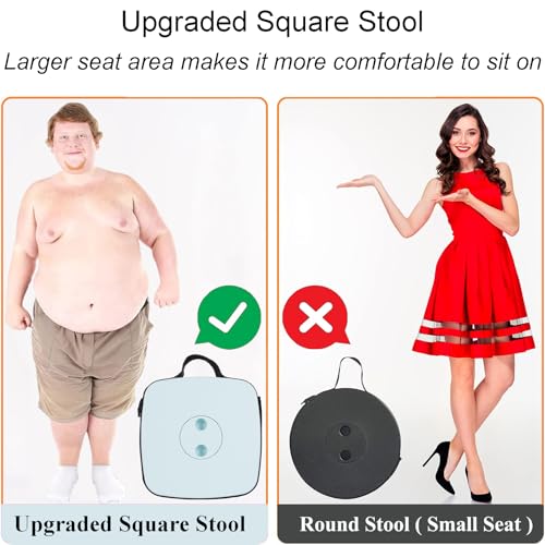 Square Collapsible Stool for Adults, Portable Folding Camping Seat, 400lbs - color: All Ice Cream, size: 1 Pack