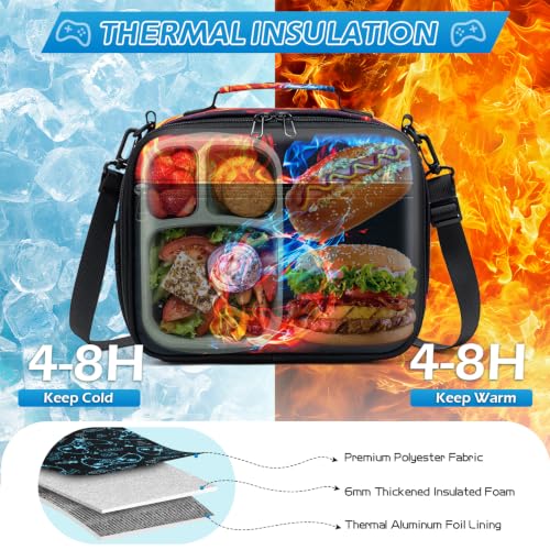 DIGOBAY Insulated Lunch Box for Kids Boys Cool Gamer Lunch Bag - color: Basketball