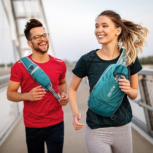 G4Free Sling Bag RFID Blocking Lightweight Crossbody Backpack Chest Shoulder Bag for Travel Sports Running - color: Peacock Blue