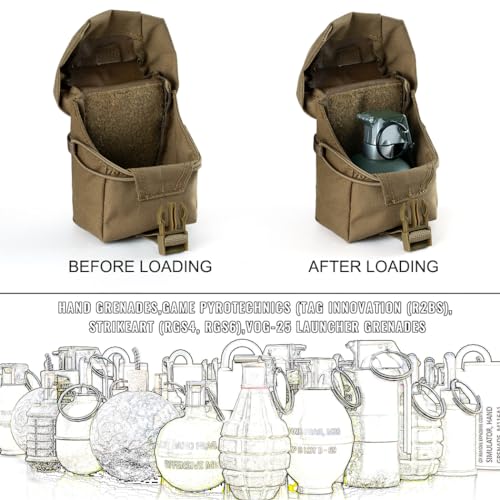 IDOGEAR Tactical Frag Grenade Pouch MOLLE Tool Pouch Ultility EDC mini Waist Storage Bag with Adjustable Function - color: Coyote Brown