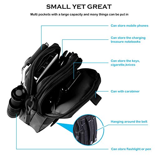 Utility Pouch Gadget Belt Waist Bag with Cell Phone Holder for Compact Carry Waist Pack - color: 1.Black