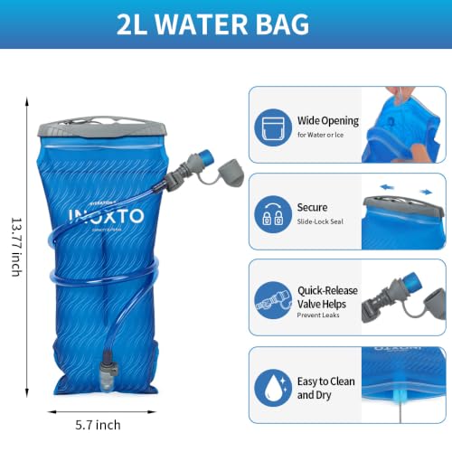 IX INOXTO Hiking Hydration Backpack with 2L/3L Water Bladder for Women and Men18L/25L Water Backpack for Hiking, Cycling, Climbing, Camping - style: Black-White-2L Water Bladder
