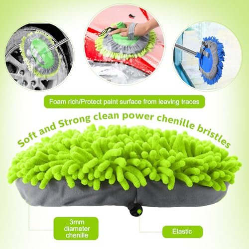 Layhit 5 Pcs Car Wash Mitt Set, Brush Not Included, Royal Blue and Green - color: Royal Blue and Green