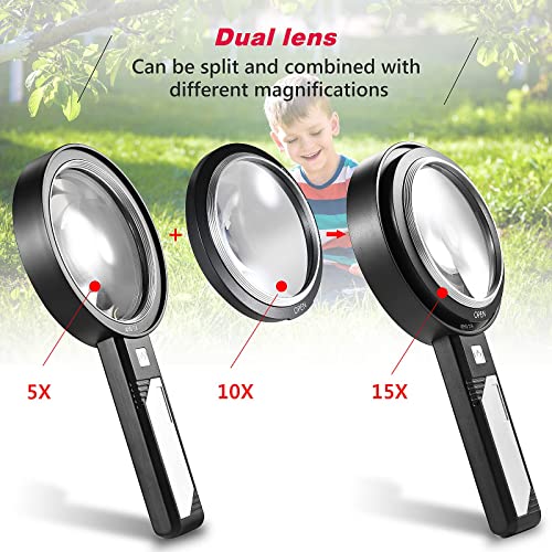 5 10 15X Handheld Magnifier Loupe Magnifying Glass Coins Supplies - style: 5X 10X 15X-3.3in