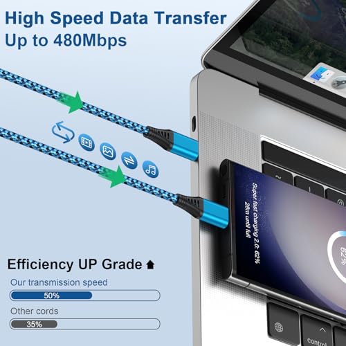 Samsung S25 Edge Fast Charging Cord USB C Braided Charger Cable 3.1A 10FT Long Type C Power Cord for Samsung Galaxy S26 S25 Ultra Z Fold 7/6/Z Flip 7/6 A17 A16 A36 A56 A15 S24 FE S23 S22 S21 S20 S10 - color: Blue