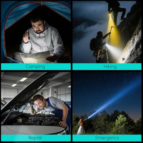 Hoxida Pocket EDC Tactical Flashlight Rechargeable Super Bright 1500lm | 4.9inch & Emergency One Click SOS, Small LED Flashlight 3Hr USB-C Fast Charging, Waterproof Portable for Camping, Hiking