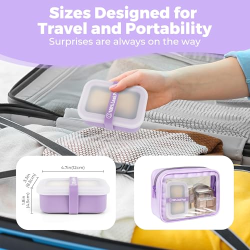 Compact Leakproof Travel Soap Case with Lid & Silicone Strap - Portable Draining Soap Bar Holder for Gym, Bathroom, Camping - Lightweight Silicone Soap Dish Container (Purple) - color: Purple