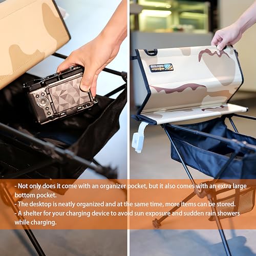 ECOeshiner Solar Folding Table 28W, Camping Table - Solar Charging, Mesh Bag, Two USB Ports, Heat + Water + Splash Resistant, Solar Powered, Beach Table, Picnic Table, Outdoor Table - style: 28W