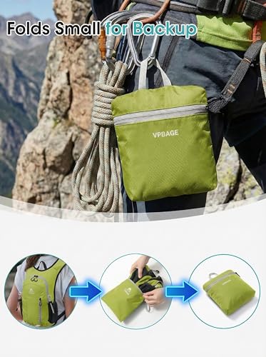 Foldable Small Hiking Backpack with 3 Strap Pockets – Lightweight 300D Spill-proof Daypack for Men Women – Packable Small Travel Backpack with Chest Strap & Trekking Pole Holder – Durable Outdoor Bag - color: Strawyellow