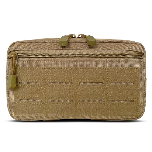 Tactical Molle Admin Pouch | Utility EDC Tool Pouch Bag | Backpack Strap Pouch | Battle Belt Accessories Pouch for Chest Vest Waist Gear - color: Brown