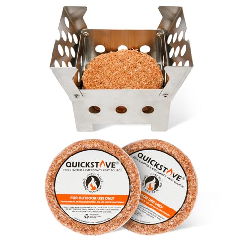 Portable Stove with 2 Fire Starters, Lightweight Stainless Steel Wood Burning Stove for Emergency Preparedness, Survival Supplies, Camping Gear & Outdoor Cooking - color: Stove & 2 Firestarters