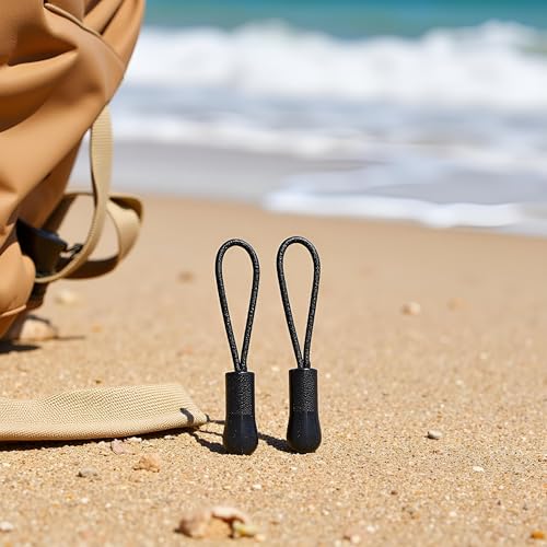 10Pcs Black Zipper Pull Puller End Fit Rope Tag Replacement Clip Broken Buckle Fixer Tent Tab Cord Kit Suitcase Zip Backpack Travel Bag,Fasteners