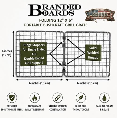 Portable Bushcraft Stainless BBQ Folding Cooking Grill Grate & Burlap Hemp Drawstring Bag. Camping, Campfires, Backpacking, Hunting & Fishing. (Folding Grill & Bag ONLY) - size: Folding Grill & Bag