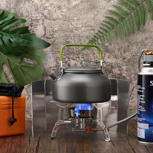 Odoland 3500W/6800W Windproof Camp Stove Camping Gas Stove with Windscreen, Fuel Canister Adapter, Piezo Ignition for Outdoor Backpacking Hiking and Picnic - style: 3500W