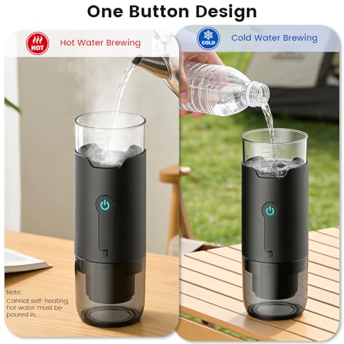 HomeBeyond Portable Electric Espresso Machine, Travel Coffee Maker with Rechargeable Battery, Compatible with Ground Coffee & Capsules (American K-cup & Italian N) for Travel, Camping, Car & Office
