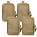 4-Pack Molle Pouch Tactical Molle Pouches Compact Utility EDC Waist Bag Pack - color: Combo A:Khaki
