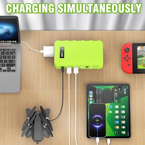 Powkey 24000mAh Portable Power Station with Panels Included 30W - color: Green+black