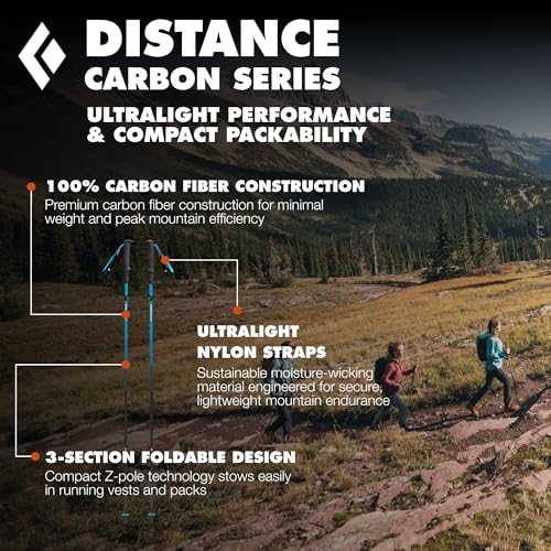 BLACK DIAMOND Distance Z Trekking Poles (Pair), Foldable Z-Pole, Hiking - color: Ultra Blue (Carbon Fiber FLZ-Folding), size: 95-110 cm