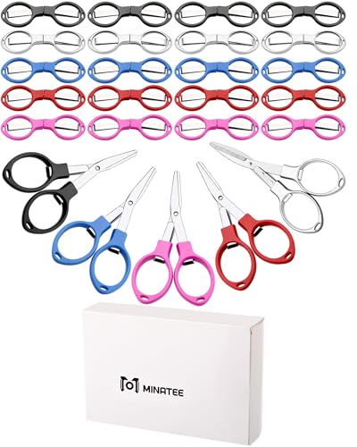 25 Pcs Mini Folding Scissors Small Foldable Travel Stainless Steel Portable Shears Bulk Badge Scissors for Nurses Glasses Shaped Anti Rust Sewing Cutter for Nurse Week Gifts Back to School Office