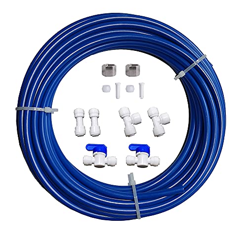 Malida RO Water Systems Ice Maker Kit 1/4" for Reverse Osmosis Systems and Water Filters (Blue Water Pipe)