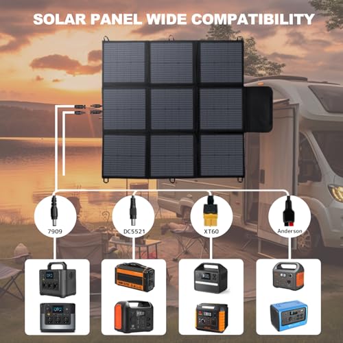 LVYUAN 200W Portable Solar Panel, 24V Foldable Blanket Solar Panel IP64 P-PERC, Upgraded 23% Efficiency for Solar Power Station Generator for Outdoor Camping with Anderson Plug, 12 Pounds - size: 200 Watt Portable Solar Panel
