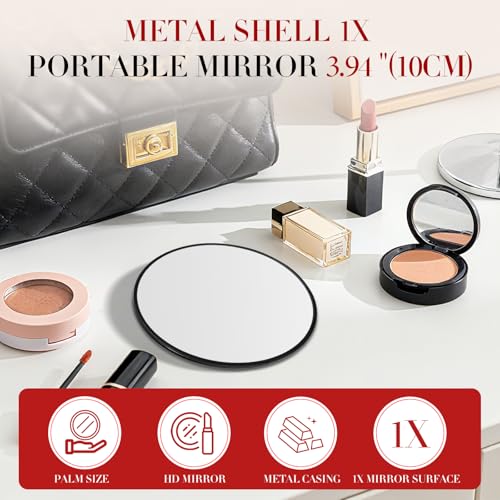 Retro metal compact travel mirror , compact mirror for wallets and pockets - color: Black