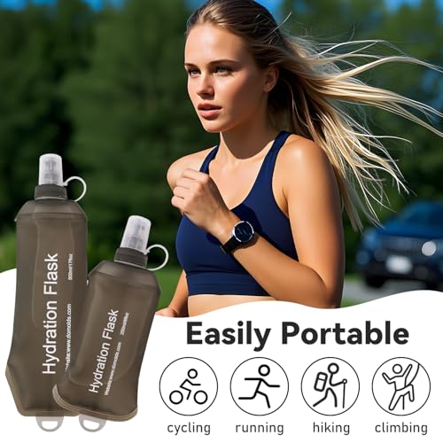 Gray Soft Flask, TPU Foldable Running Hydration Flask, for Hydration Packs/Running Vests-Running, Hiking, Cycling Folding Bottle-17 oz (500 ml) - color: Gray, size: 500 ml