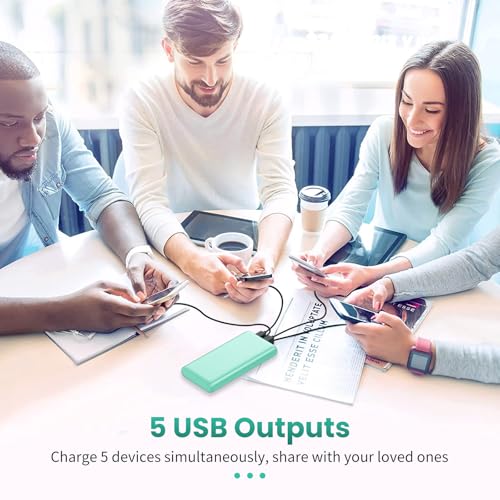 Portable Charger 38800mAh,LCD Display Power Bank,5 USB Outputs Battery Pack Backup, USB-C 3A in&out Travel Essential Portable Phone Charger For iPhone 17/16/15/14/13 Pro,Android Samsung Galaxy-Green - color: Green