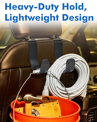 XL Hard Hat Holder for Truck, Carbon Fiber Style Headrest Hooks, 2PK | Extra-Large 7.3 x 5 in Design, 44 lb Capacity, Lightweight Nylon-Microfiber Construction - size: 2-Pack-Carbon Fiber Style