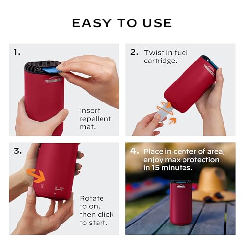 Thermacell Mosquito Repeller Patio Shield; Includes 12-Hour Refill; 15 Foot Zone of Protection; Highly Effective Mosquito Repellent for Patio; Bug Spray Alternative; Scent Free - color: Magenta 1pack