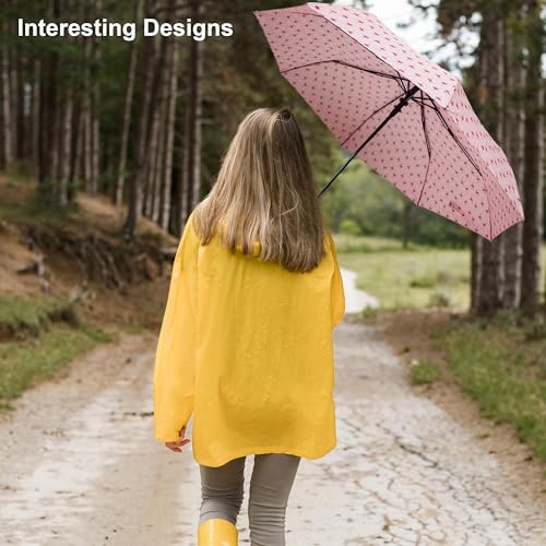 Nollia Compact Travel Umbrella with Auto Open – Windproof Folding Umbrella, Lightweight & Portable for Rain - color: Pink Flamingo