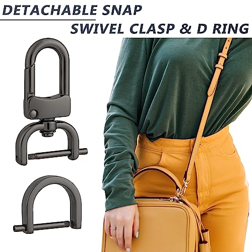 4pcs Detachable Snap Hook Swivel Clasp with 4pcs D-Rings Screw in Shackle for DIY Purse Strap Replacement (Gunmetal,3/4 inch) - color: Gunmetal, size: 3/4 inch