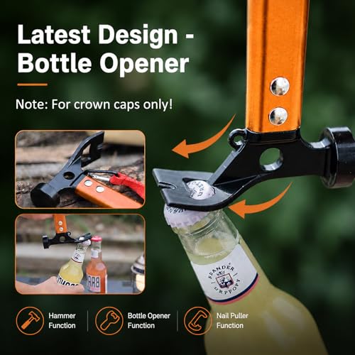 Carbon Steel Aluminum Camping Hammer, 12" Small Lightweight Three-in-One Functional Tent Stake Hammer for Hiking Kit Orange - color: Orange