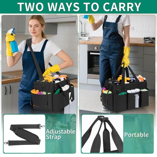 IBVIVIC Wearable Cleaning Caddy Bag for Cleaning Supplies, Black - color: Black