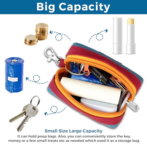 Dog Poop Bag Holder for Leash, Large-Capacity Canvas Pouch, Blue | Holds one bag roll, keys, treats, and small essentials with quick access, secure straps, and water-resistant canvas - color: Blue