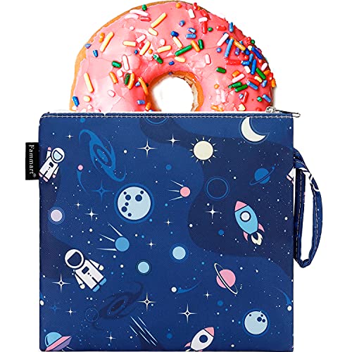 Fammart Reusable Sandwich Bag/Snack Bag for Kids & Adults, Dual Layer Lunch Bag with Handle, Washable, Food Safe, BPA Free (1-Pack, Astronaut) - color: Large, 1 Pack - Astronaut