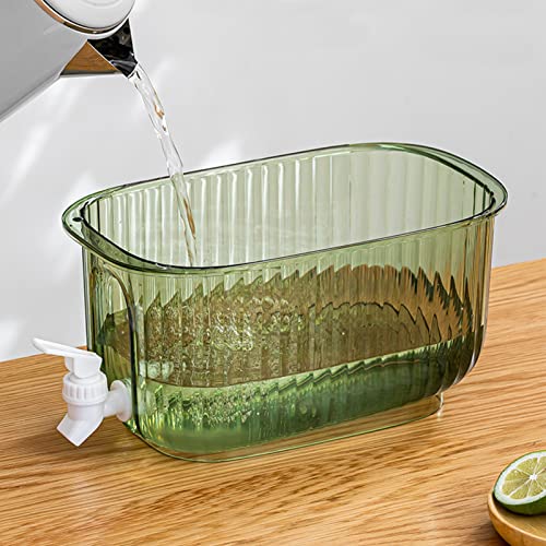 Beverage Dispenser, Refrigerator Water Dispenser Container Cold Kettle with Faucet for Home Kitchen Camping Party, Drink Dispenser for Fridge with Spigot (Green) - color: Green