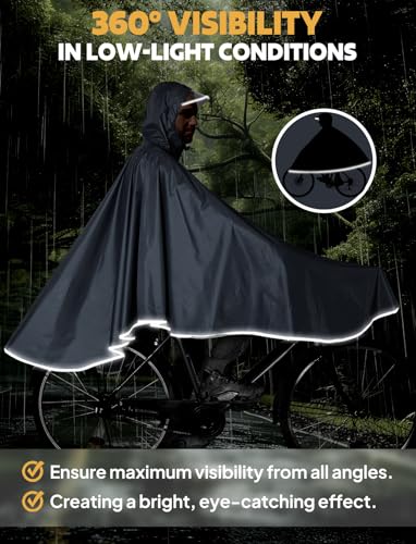 ANYOO Waterproof Rain Poncho Bike Bicycle Rain Capes Lightweight for Adults - color: Grey