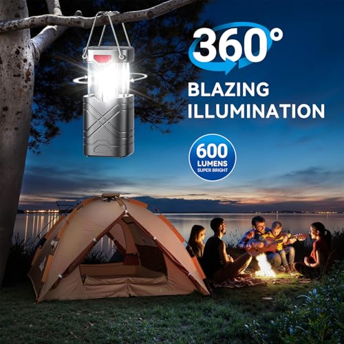 LETMY 4 Pack Camping Lantern, Rechargeable LED Lanterns, Solar Lantern Battery Powered Hurricane Lantern Flashlights with 3 Powered Ways & USB Cable for Emergency, Power Outage, Hurricane Supplies - style: Silvery