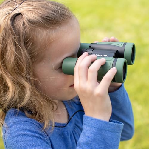 Carson AdventurePak Containing 30mm Kids Field Binoculars, Lensatic Compass, Flashlight and Signal Whistle with a Built-in Thermometer (HU-401), Multicolor - style: Binocular Kit
